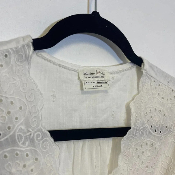 Anthropologie Meadow Rue Loire Wrap Blouse - Eyelet Scalloped Top - Picture 6 of 10
